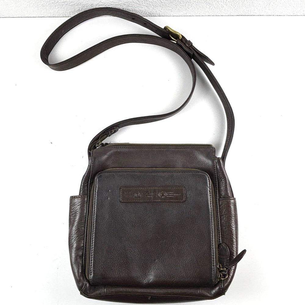 Fossil Crossbody Bag Womens Medium Brown Pebbled Leather Organizer 75082